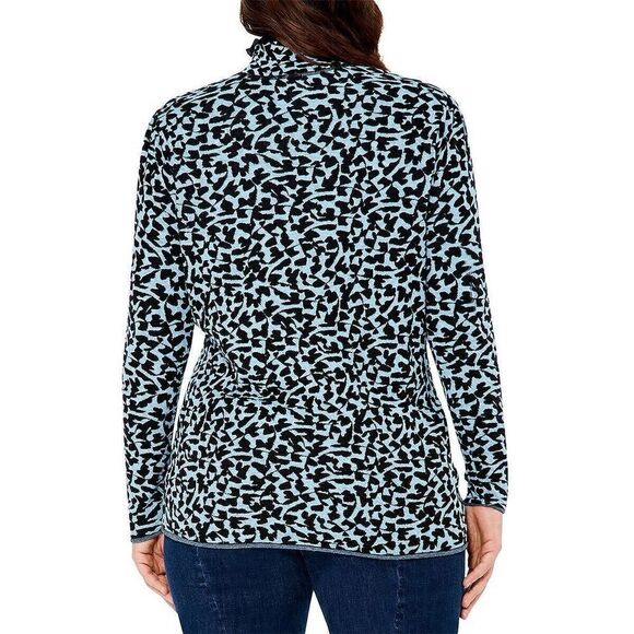 Nic+Zoe Women Plus Sz 2XL Black Multi Climbing Vines Mock Turtleneck Sweater $13 - Picture 10 of 10